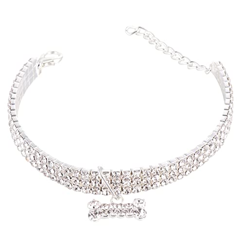 HEALEEP Hundekristall Katzenhalsband Katzenhalsbänder Für ädchenkatzen Für Hunde Kettenhalsband Für Katzen Schmuck Für ädchen Hund Kette Weiß Welpen von HEALEEP