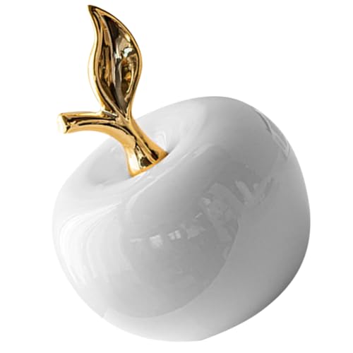 HEALEEP Kleines Apfel-Bastelobjekt Realistisches Apfel-Modell Keramik-Ornament Mit Blatt Weiß 14 8 X 12 3 cm Heimbüro- Fotografie-Requisite von HEALEEP