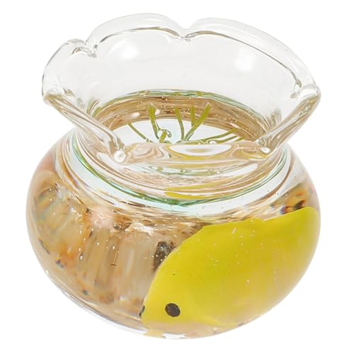 HEALSOPTHY Miniatur Goldfischglas Aquarium aus Glas Runder Miniatur Fischbehälter Feine Verarbeitung Geeignet als Miniaturhaus Dekoration Realistisches Mikrohaus Zubehör Zufällige Farbe von HEALSOPTHY