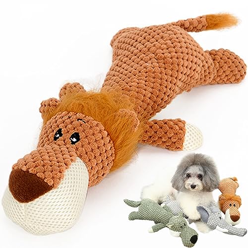 HEAMOS Durabite for Heavy Chewers, Interactive Dog Teething Toys for Aggressive Chewers, Robust Animal Dog Squeaky Chew Toys for Small Medium Dogs (1-Pack, Lion) von HEAMOS