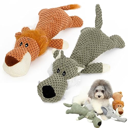 HEAMOS Durabite for Heavy Chewers, Interactive Dog Teething Toys for Aggressive Chewers, Robust Animal Dog Squeaky Chew Toys for Small Medium Dogs (2-Pack, B) von HEAMOS