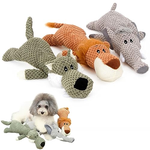 HEAMOS Durabite for Heavy Chewers, Interactive Dog Teething Toys for Aggressive Chewers, Robust Animal Dog Squeaky Chew Toys for Small Medium Dogs (3-Pack, All Three) von HEAMOS