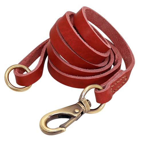 Hundeleine 1,5 m echtes Leder -Hunde -Leinenseil -Haustier Laufen Leine Blei for kleine mittelgroße große Hunde echt Haustier Leinen (Color : Red, Size : A) von HEBBES