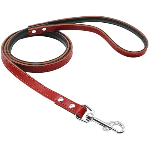 Hundeleine 120 cm Langer Lederhund -Leine Langes Seiltierpelte Katze Wanderleinen for kleine mittelgroßen großen Hunden Haustier Leinen (Color : Red, Size : B) von HEBBES