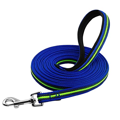 Hundeleine 3 m bis 15 m Hundeverfolgungstraining Blei Leine Lange Blei mit gepolstertem Griff for Jede Größe von Hunden Haustier Leinen (Color : Blue, Size : 15m) von HEBBES