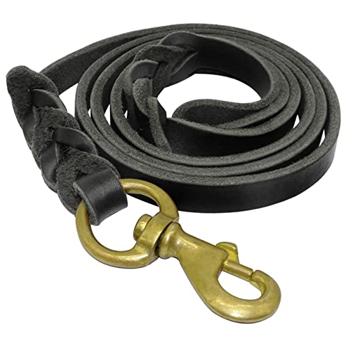 Hundeleine Geflochtener Lederhund -Leinen Haustier Trainieren Leine Blei for mittlere große Hunde Hunde Traini Haustier Leinen (Color : Black, Size : 18mm x 115cm) von HEBBES