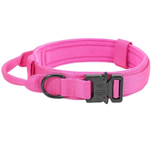 Hundeleine Hundekragen Nylon -Haustierkragen mit Griff for mittelgroße Hunde Hirte -Accessoires Haustier Leinen (Color : Rose, Size : XL-1) von HEBBES