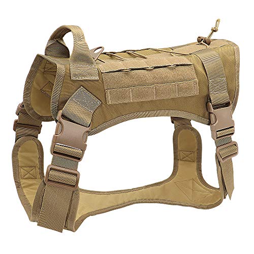 Hundeleine Taktische Hundekabelbaumweste Arbeit Hundekleidung Kabelbaum Leine Set Hundeweste for mittlere große Hunde Haustier Leinen (Color : Khaki, Size : AL) von HEBBES