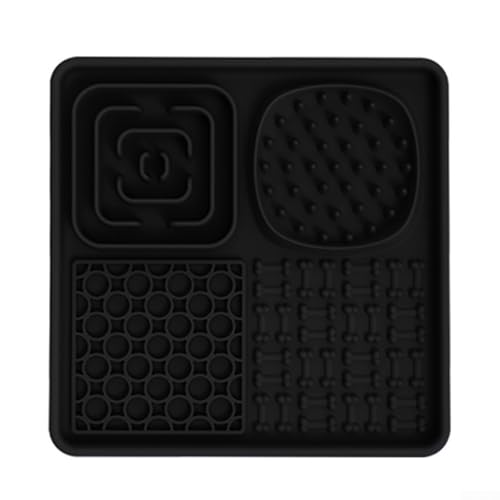 Leckmatte für Haustiere mit rutschfestem Design, langsame Fütterungslösung für Hunde und Katzen, leicht zu spülendes Silikonmaterial (schwarz) von HEBEOT