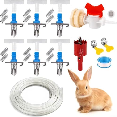 Sanitär für Kaninchen Tränke mit Doppelfederdüse, für Brutbedingungen (6-teiliges Set) von HEBEOT