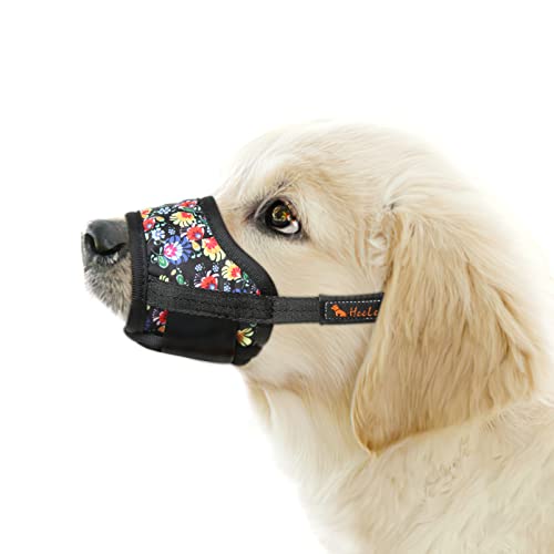 HEELE Hund Maulkorb, Maulkörb für Hunde, Weiche Nylon Drucken Maulkorb Air Mesh Atmungsaktiv Einstellbar Schleife Muster Haustiere Maulkörbe für Kleine Mittlere Große Hunde, Blume Schwarz, L HEELE Hund Maulkorb, Maulkörb für Hunde, Weiche Nylon Drucken Maulkorb Air Mesh Atmungsaktiv Einstellbar Schleife Muster Haustiere Maulkörbe für Kleine Mittlere Große Hunde, Blume Schwarz, L von HEELE