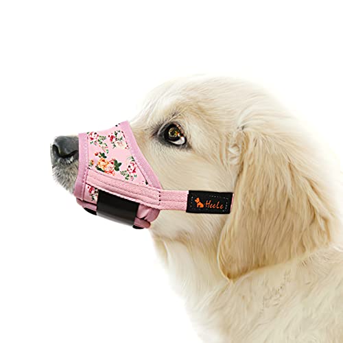 HEELE Hund Maulkorb, Maulkörb für Hunde, Weiche Nylon Drucken Maulkorb Air Mesh Atmungsaktiv Einstellbar Schleife Muster Haustiere Maulkörbe für Kleine Mittlere Große Hunde, Pinke Blume, L HEELE Hund Maulkorb, Maulkörb für Hunde, Weiche Nylon Drucken Maulkorb Air Mesh Atmungsaktiv Einstellbar Schleife Muster Haustiere Maulkörbe für Kleine Mittlere Große Hunde, Pinke Blume, L von HEELE