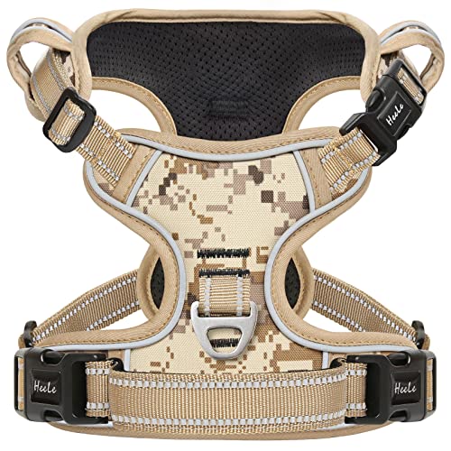 HEELE Hundegeschirr, Hundegeschirr für Grosse Hunde, Freigabe am Hals, Vorderseite Rückseite Clips Hundegeschirr Einstellbar Reflektierend Anti Zug Hundegeschirr mit Gepolstert Grifff, Tarn-Wüste, XL HEELE Hundegeschirr, Hundegeschirr für Grosse Hunde, Freigabe am Hals, Vorderseite Rückseite Clips Hundegeschirr Einstellbar Reflektierend Anti Zug Hundegeschirr mit Gepolstert Grifff, Tarn-Wüste, XL von HEELE