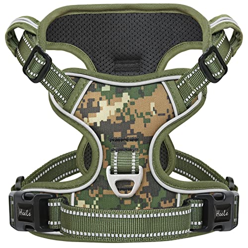 HEELE Hundegeschirr, Hundegeschirr Grosse Hunde Anti Zug Hundegeschirr Camouflage Reflektierenden Brustgeschirr Weich Gepolstert Atmungsaktiv, Camouflage Grün, XL HEELE Hundegeschirr, Hundegeschirr Grosse Hunde Anti Zug Hundegeschirr Camouflage Reflektierenden Brustgeschirr Weich Gepolstert Atmungsaktiv, Camouflage Grün, XL von HEELE