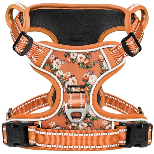 HEELE Hundegeschirr, Hundegeschirre mittelgroße Hunde mit Griff reflektierendes Hundegeschirr gepolstertes Brustgeschirr No Pull Geschirr Hund Verstellbar, Blume-Orange, L HEELE Hundegeschirr, Hundegeschirre mittelgroße Hunde mit Griff reflektierendes Hundegeschirr gepolstertes Brustgeschirr No Pull Geschirr Hund Verstellbar, Blume-Orange, L von HEELE
