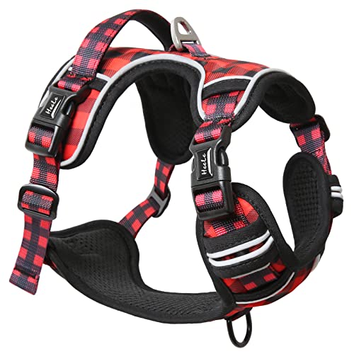 HEELE Hundegeschirr ohne Zug, Brustgeschirr für große Hund, einstellbares reflektierendes Hunde Geschirr, atmungsaktive Hundegeschirre mit gepolstertem Griff, No-Pull Dog Harness, Schwarz-Rot, XL HEELE Hundegeschirr ohne Zug, Brustgeschirr für große Hund, einstellbares reflektierendes Hunde Geschirr, atmungsaktive Hundegeschirre mit gepolstertem Griff, No-Pull Dog Harness, Schwarz-Rot, XL von HEELE