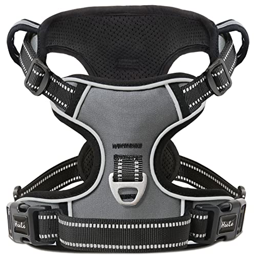 HEELE Hundegeschirr, No-Pull Hundegeschirr, Brustgeschirr für Große Hunde, Weich Atmungsaktiv Einstellbar Reflektierend Hundegeschirr Anti Zug mit Gepolstert Griff, Grau, XL HEELE Hundegeschirr, No-Pull Hundegeschirr, Brustgeschirr für Große Hunde, Weich Atmungsaktiv Einstellbar Reflektierend Hundegeschirr Anti Zug mit Gepolstert Griff, Grau, XL von HEELE
