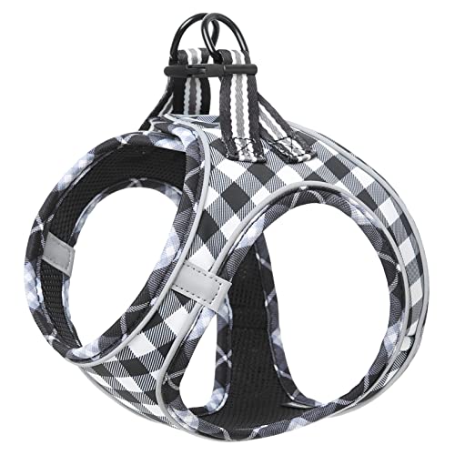 HEELE Hundegeschirr für Hunde Geschirr Hund Klein Weich Mesh Brustgeschirr für Mittlere und Kleine Hunde, Verstellbare Reflektierende Atmungsaktive Welpengeschirr, Reflektierend, Plaid Weiß, 2XS HEELE Hundegeschirr für Hunde Geschirr Hund Klein Weich Mesh Brustgeschirr für Mittlere und Kleine Hunde, Verstellbare Reflektierende Atmungsaktive Welpengeschirr, Reflektierend, Plaid Weiß, 2XS von HEELE