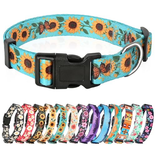 HEELE Hundehalsband, Hunde Halsband für Welpen Kleine Mittlere Große Hunde, Gemustertes Hundehalsbänder Verstellbares, Komfort, Robustem HundeHalsband, Sonnenblume Grün, M HEELE Hundehalsband, Hunde Halsband für Welpen Kleine Mittlere Große Hunde, Gemustertes Hundehalsbänder Verstellbares, Komfort, Robustem HundeHalsband, Sonnenblume Grün, M von HEELE