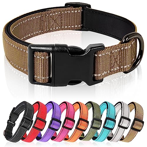 HEELE Hundehalsband, Hundehalsband aus Nylon, Reflektierend Halsband Hund mit Weich Neopren Gepolstert für Welpen Kleine Mittel Große Hunde Läng Einstellbereich 34-52 cm, Braun, M HEELE Hundehalsband, Hundehalsband aus Nylon, Reflektierend Halsband Hund mit Weich Neopren Gepolstert für Welpen Kleine Mittel Große Hunde Läng Einstellbereich 34-52 cm, Braun, M von HEELE
