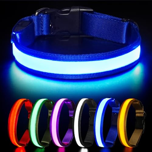 HEELE Hundehalsband Leuchtend, Leuchtend Halsband, Leuchthalsband Type-C Wiederaufladbar, Leuchthalsband Hund Wasserdicht, LED Halsband für Hunde, Hundehalsband mit 3 Beleuchtungsmodi, Blau, M HEELE Hundehalsband Leuchtend, Leuchtend Halsband, Leuchthalsband Type-C Wiederaufladbar, Leuchthalsband Hund Wasserdicht, LED Halsband für Hunde, Hundehalsband mit 3 Beleuchtungsmodi, Blau, M von HEELE