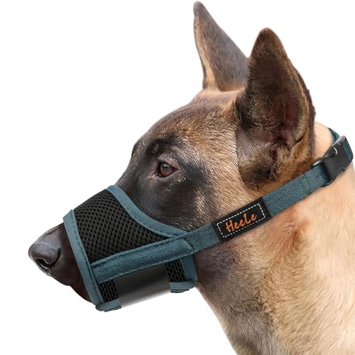 HEELE Maulkorb Für Hunde, Verstellbare Schlaufe, Atmungsaktiv, Sicherer, Schneller Sitz Für Kleine, Mittelgroße Hunde, Verhindert Das Beißen, Kauen Und Bellen (L, Dunkelgrün) von HEELE