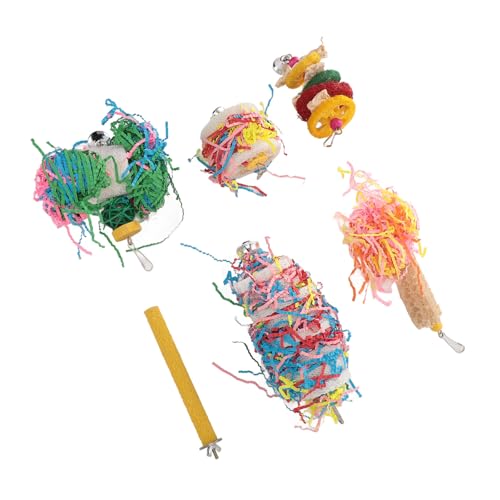 Buntes Vogel-Spielzeug-Set, Langeweile, Kauspielzeug mit zerkleinerbarem Material, perfekt für Nymphensittiche, Lovebirds und Sittiche, um sie aktiv und glücklich zu halten von HEEPDD