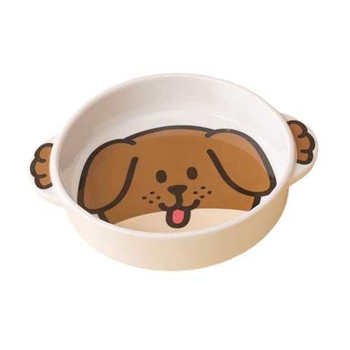 Cartoon Keramik Katze Hund Futternapf, große Kapazität und auslaufsicher, Doppelohr-Halswirbelsäulenschutz, perfekt für die Fütterung im Innenbereich (Puppy S) von HEEPDD