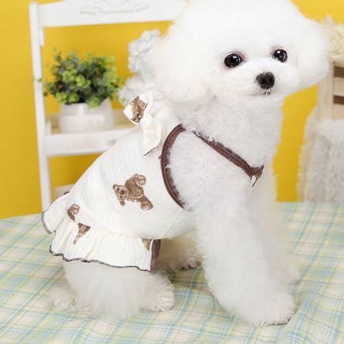Entzückendes Hundekleid mit Bärenmuster, Hundekleidung, Muster für Welpen, Weiche, Atmungsaktive Baumwolle, Hundezubehör (Tragen M) von HEEPDD