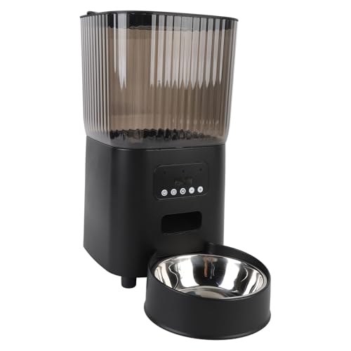 HEEPDD 5L Automatischer Katzenfutterspender, Tierfutterspender mit Großer Kapazität, Knopfsteuerung, Zeitgesteuerte Hundefutterspender mit Edelstahlnapf für Haustiere, Katzen, Hunde (Einzelne von HEEPDD