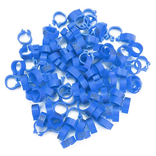 HEEPDD 6 Farben 100 Teile/Beutel 8 MM 001-100 Nummeriert Kunststoff Vogel Bein Bänder Ringe Hen Taube Bein Geflügel Taube Vogel Küken Papagei Clip Ringe Band(Blau) von HEEPDD
