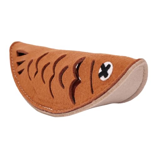 HEEPDD Braunes Schnüffelspielzeug in Form eines Gebratenen Fisches für Haustiere, Interaktives Schnüffelspielzeug für Katzen Zum Training des Futtersuchinstinkts, von HEEPDD