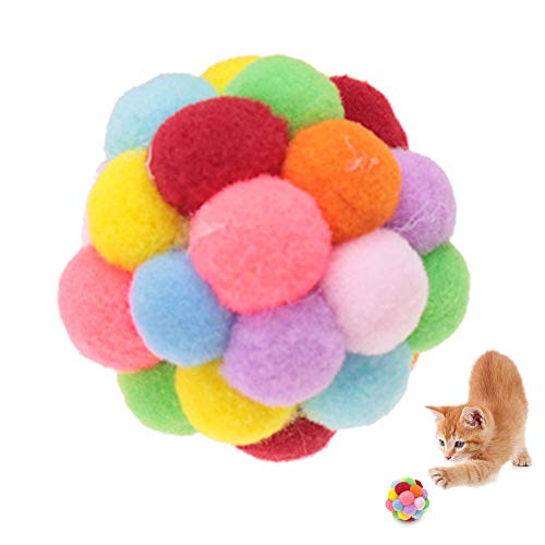 HEEPDD Bunte Katze Ball, handgefertigter Plüsch Flummi mit Katzenminze und Bell Interaktives Spielzeug für Katzen Kätzchen Ausbildung(S) von HEEPDD