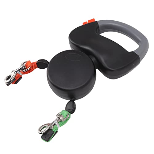HEEPDD Dual Dog Retractable -Leine, 9,84ft Reflexionsseil mit Einem Handbremsschlosssystem für Nachtwanderungstraining Unterstützt 44 -lb -Hunde (Black) von HEEPDD