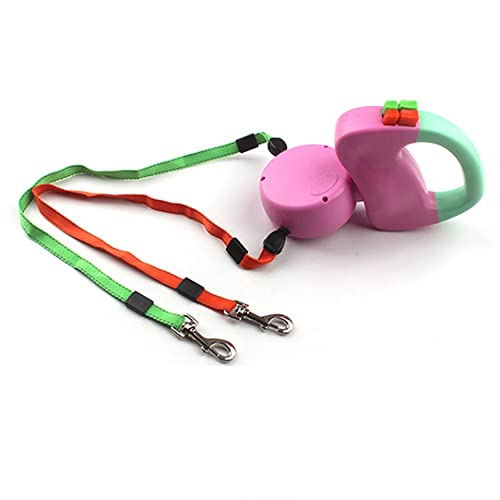 HEEPDD Dual Dog Retractable -Leine, 9,84ft Reflexionsseil mit Einem Handbremsschlosssystem für Nachtwanderungstraining Unterstützt 44 -lb -Hunde (PINK) von HEEPDD