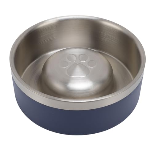 HEEPDD Edelstahlhundschüssel, Doppelwand Slow Feeder Pet Bowl Nicht -Slip -Gummiboden für Hunde Katzen (S) von HEEPDD