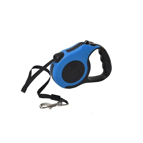 HEEPDD Einziehbare Hundeleine mit Großer Knopfsteuerung, Bequemer Griff, Sicherheitsgurt für Haustiere, Hundelaufgurt, Haustierleine, 5 M, für Hunde, Katzen, Kaninchen (Blue) von HEEPDD