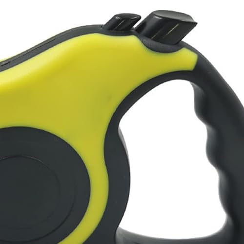 HEEPDD Einziehbare Hundeleine mit Großer Knopfsteuerung, Bequemer Griff, Sicherheitsgurt für Haustiere, Hundelaufgurt, Haustierleine, 5 M, für Hunde, Katzen, Kaninchen (Yellow) von HEEPDD