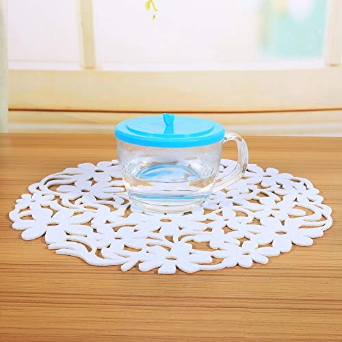 HEEPDD Filztisch -Placemat, Platzieren Matten Tischmatten mit 4 Farben Runden Form Home Kitchen Dinner Tablemat (White) von HEEPDD