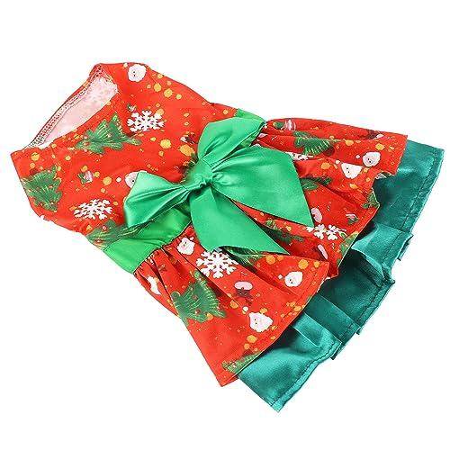 HEEPDD Fröhliches Hundekleid, Party-inspiriertes Hundekleid, Modisches, Niedliches Weihnachtsbaum-Schneeflocken-Muster, Hundekleid, Feierliches Hunde-Outfit (S) von HEEPDD