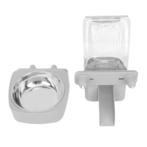 HEEPDD Hängende Hundefutterhäute, Katzenfutterspender Großer Kapazitätssparen Sparender Haustier Hängende Nahrungsmittel -Wasserfuttermittel für Käfig mit Plastikmaterial für Katzen (Grey) von HEEPDD