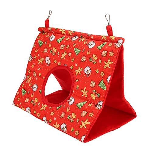 HEEPDD Hängendes Papageienzelt, Erregt Aufmerksamkeit und Interesse Einfacher Zugang Flauschig und Dick Schönes Hängendes Papageienbett Zum Spielen und Verstecken (Rote Weihnachten) von HEEPDD