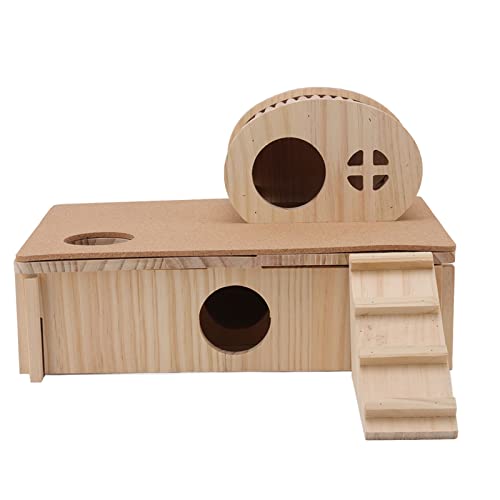 HEEPDD Hamsterhaus-Labyrinth, Mehrraum-Hamster-Versteckhütte aus Holz mit Leiterplattform für Gerbils-Maus-Spielzeug von HEEPDD