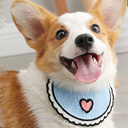HEEPDD Haustier-Schal, Verstellbarer Kleiner Haustier-Schal Haustier-Nackentuch, Kleines Hundehalsband-Halstuch für Hundewelpen (Blau) von HEEPDD