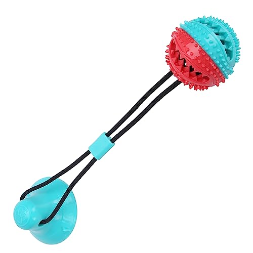 HEEPDD Hundefutter-Spenderball, 15,7 Zoll, Verschleißfestes Haustier-Kauspielzeug Bissfester Kau-Saugnapfball für Hunde (rot blau) von HEEPDD