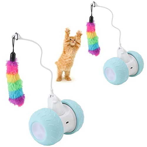 HEEPDD Interaktives Katzenspielzeug, elektrischer quietschender rollender Ball Katzenfederspielzeug USB wiederaufladbar intelligentes automatisches Kätzchenspielzeug elektrisches Katzenspielzeug mit von HEEPDD