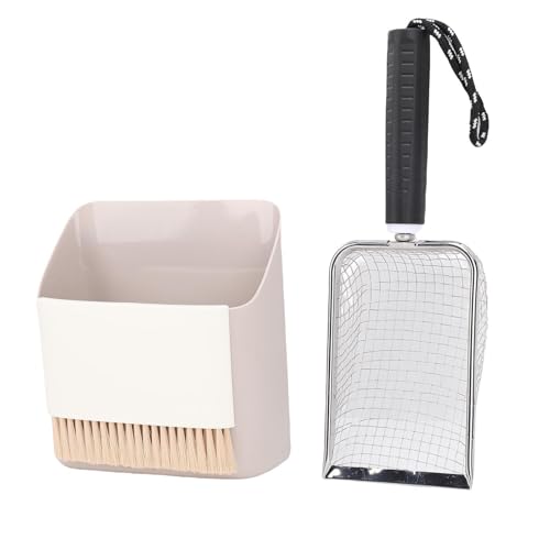 HEEPDD Katzenstreu Scoop, Mesh Edelstahl Katze Poop Sifter Scooper Caddy Kitty Scooper Set mit Staubpan Kleiner Besenkleberfleck für Home Garden Beach HEEPDD Katzenstreu Scoop, Mesh Edelstahl Katze Poop Sifter Scooper Caddy Kitty Scooper Set mit Staubpan Kleiner Besenkleberfleck für Home Garden Beach von HEEPDD