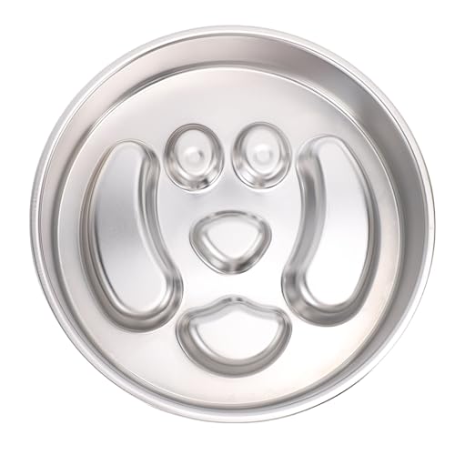 HEEPDD Langsame Feeder Dog Bowl, Edelstahl Nicht -Schlupfboden und Anti -Erstickungslösung für Hunde und Katzen, 8,07 X 1,77 Zoll Design für Gesunde Ernährung (Welpenmuster) von HEEPDD