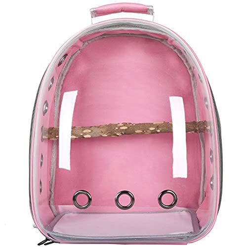 HEEPDD Pet Parrot Carrier Bird Travel Backpack, Space Capsule Transparente Tasche Atmungsaktive Parro Tragbare Atmungsaktive Tasche Pet Bird Leichter Reisekäfig mit Stehstange (Rosa) von HEEPDD