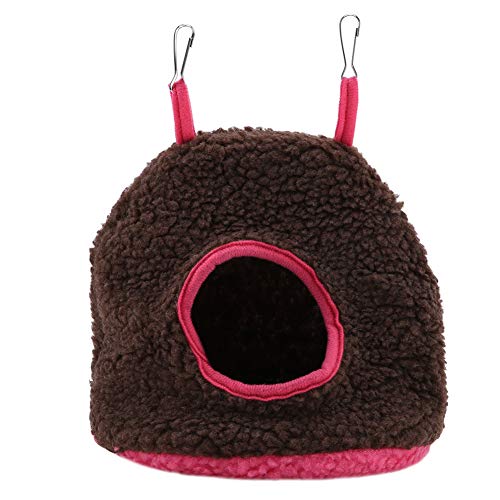 Vogel hängendes Nest, 4 Farben Papagei Berber Fleece Nest Warme Plüsch Hängematte hängende Schaukelbett Höhle für Papageien Sittiche Conures Aras Nymphensittiche Liebe Vögel[Braun]Kleintierbetten von HEEPDD